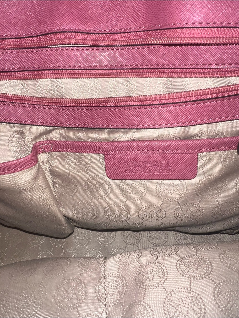 Michael Kors Pink Saffiano Tote with Gold MK Charm Mauve Pink - Picture 6 of 8